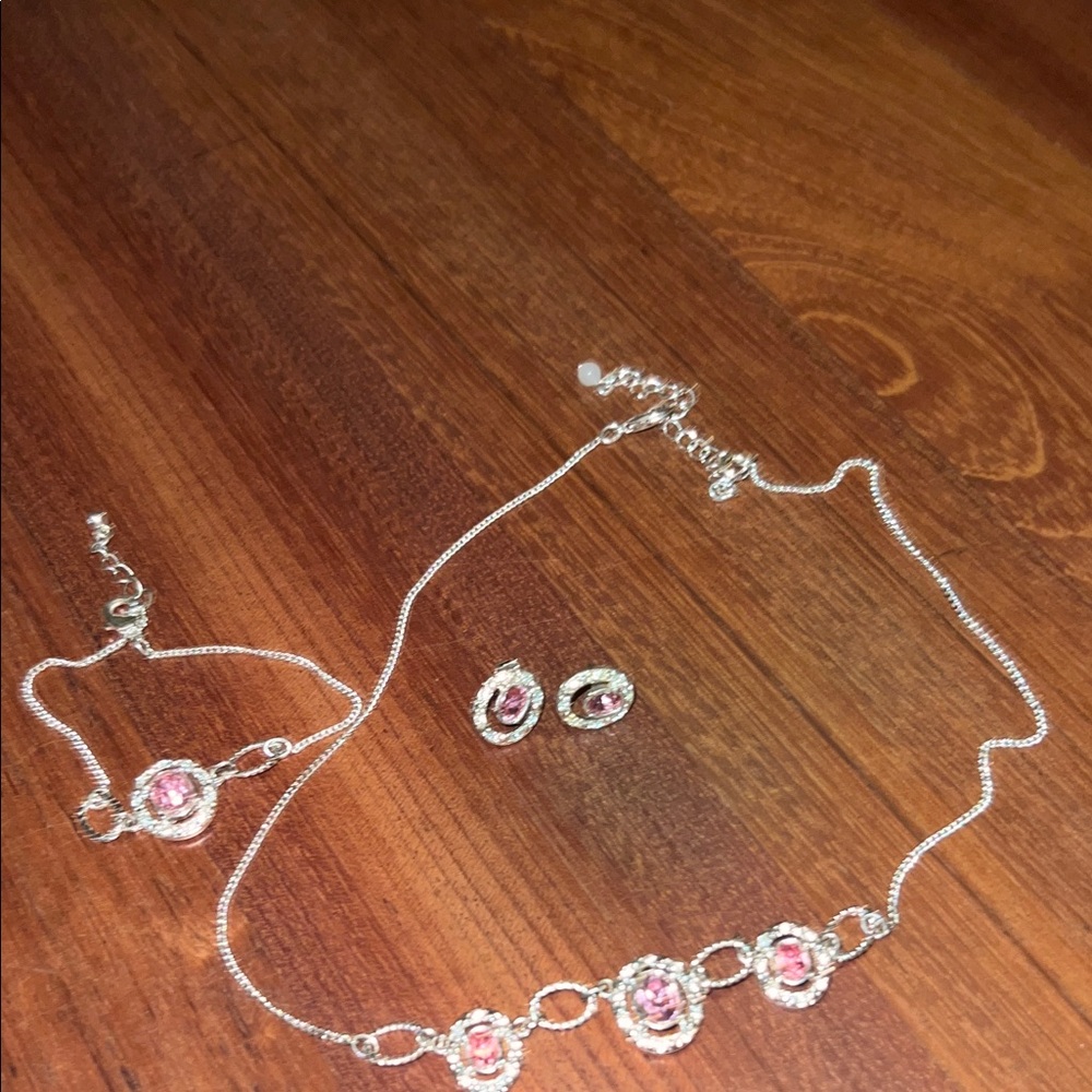 Elegant Pink and Silver Jewelry Set